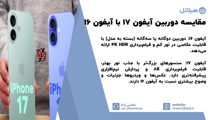 مقایسه دوربین آیفون 17