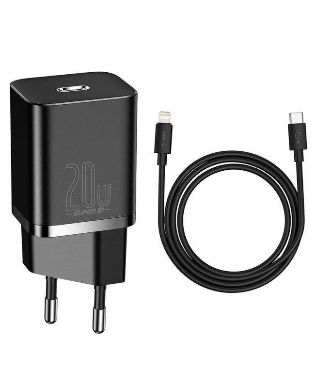 شارژر دیواری به همراه کابل باسئوس | Baseus Super Si Quick Charger 1C 20W Sets
