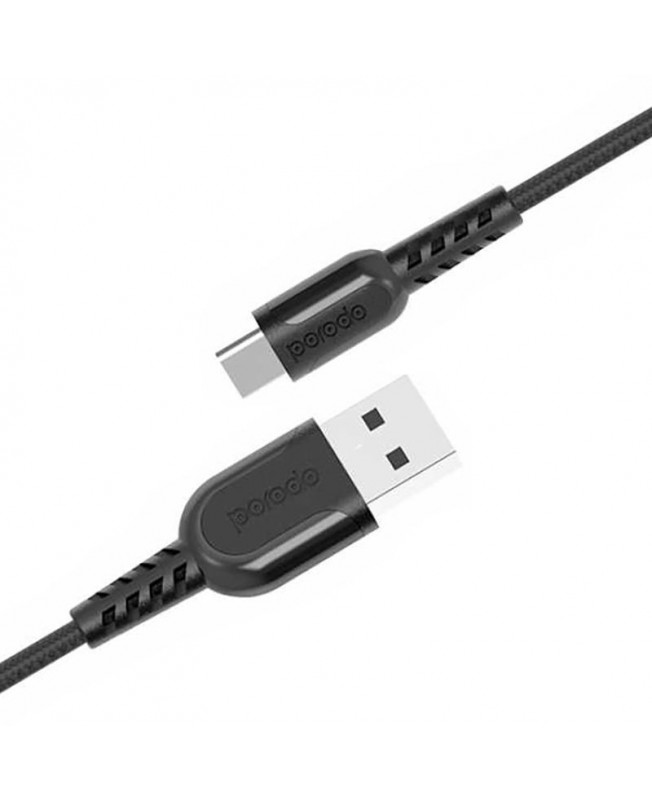 کابل تبدیل USB به Taype-C پرودو طول 2.4 متر | Porodo Braided 2A Metallic Cable