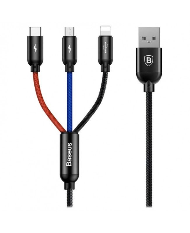 کابل تبدیل USB یک به سه بیسوس مدل Baseus CAMLT-SU01