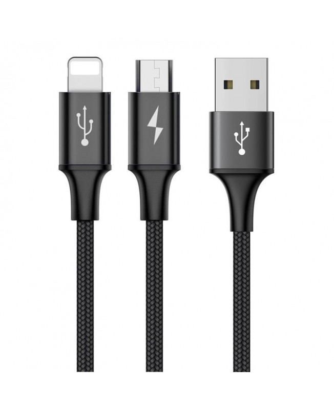 کابل تبدیل USB به لایتنینگ/microUSB بیسوس 1.2 متری | Baseuus CAML-SU1 Rapid series 2in1 Cable