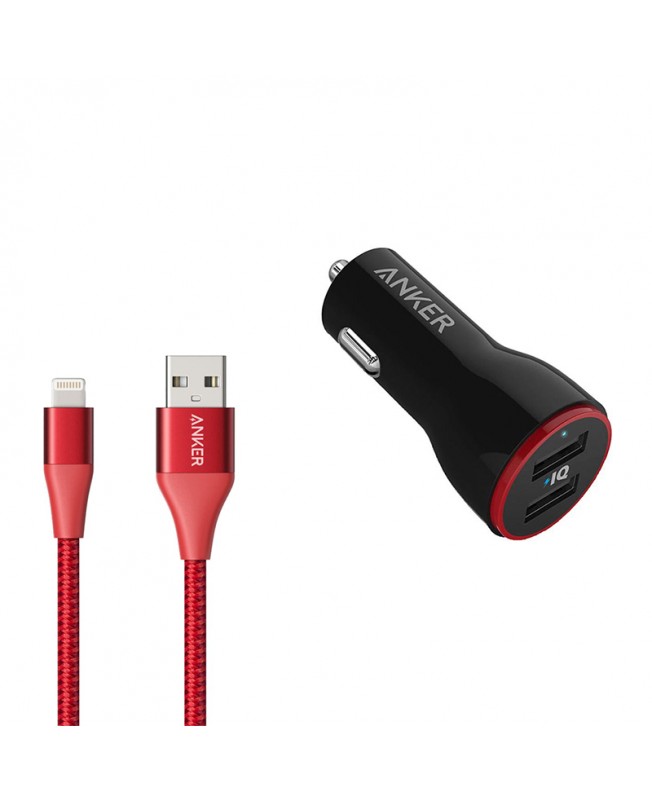 شارژر فندکی انکر ANKER A2310 به همراه کابل لایتنینگ Anker A8452