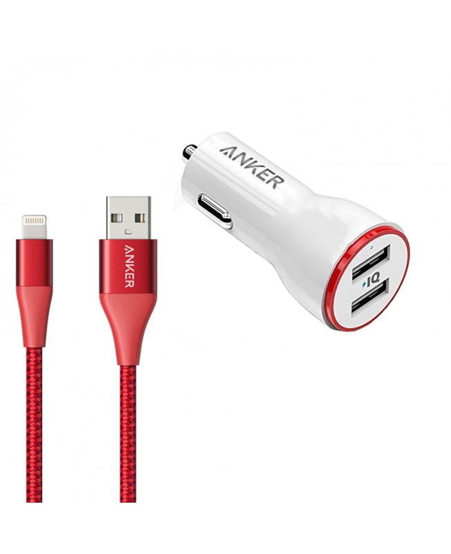 شارژر فندکی انکر ANKER A2310 به همراه کابل لایتنینگ Anker A8452