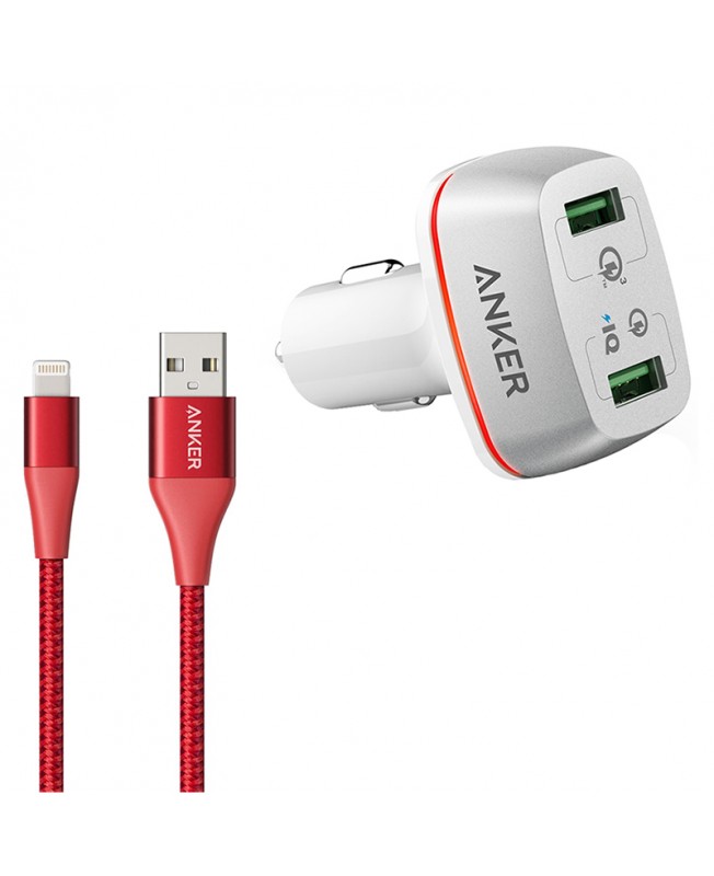 شارژر فندکی انکر ANKER A2224 به همراه کابل usb به لایتنینگ A8452