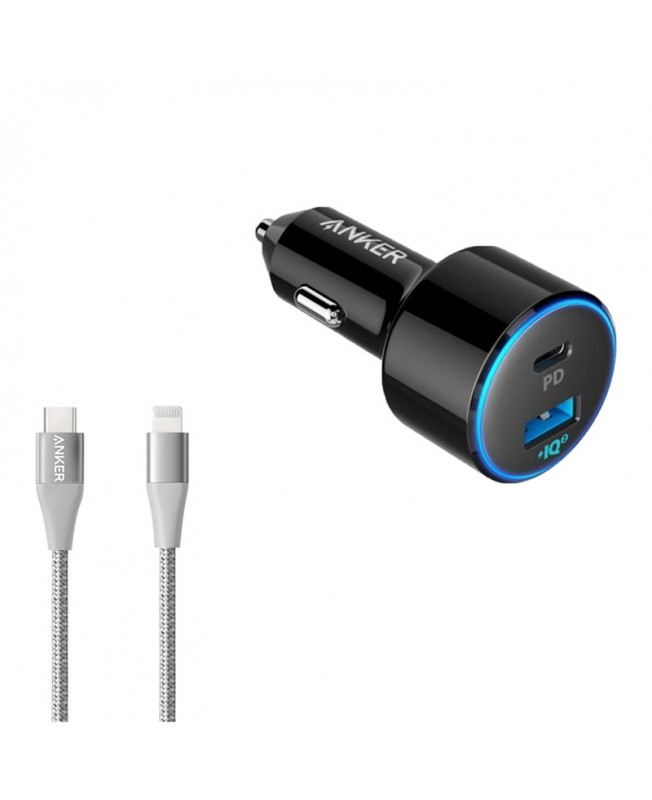 شارژر فندکی انکر A2229 به همراه کابل Type-c به لایتنینگ A8652