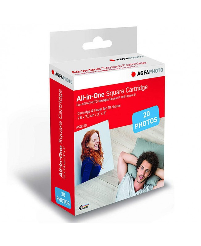 کاغذ چاپ سریع 20 تایی دوربین Square S آگفافوتو | AGFAPHOTO All in One Cartridge