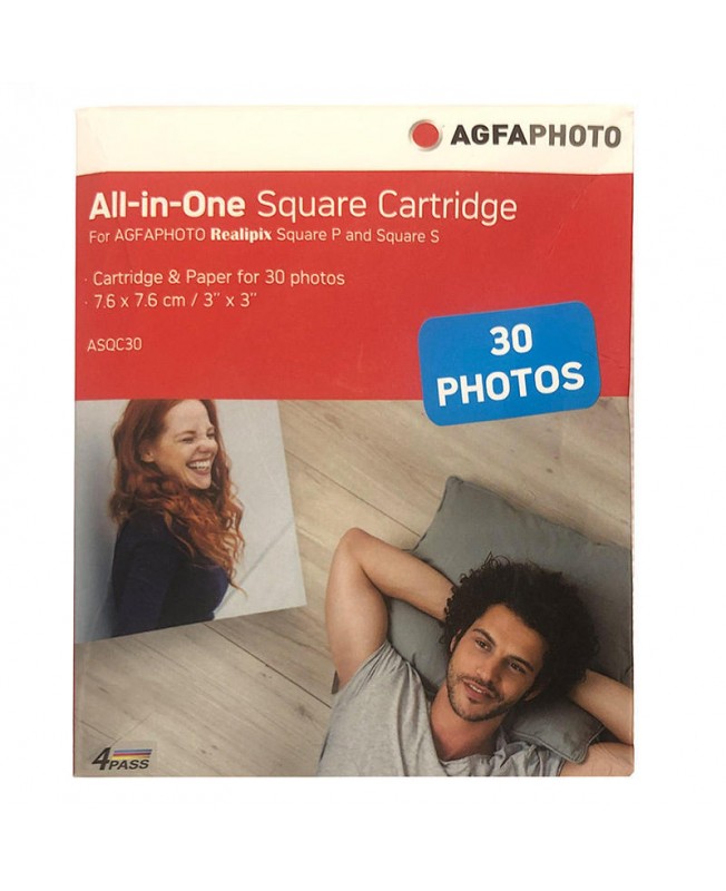 کاغذ چاپ سریع 30 تایی دوربین آگفافوتو | AGFAPHOTO All in one Square Cartridge