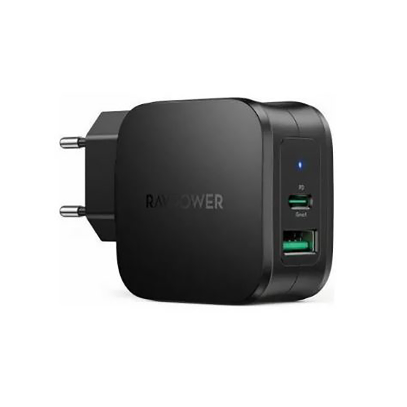آداپتور و شارژر دیواری 30 وات راوپاور | RAVPower 2-PORT PD RP-PC144