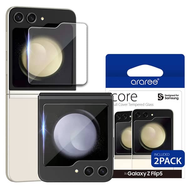 گلس شیشه ای صفحه پشت گوشی آراری مدل Core مناسب Galaxy Z Flip 5 پک دو عددی