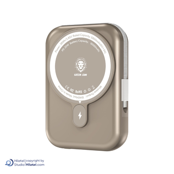 پاوربانک وایرلس شارژ 15 وات 10000 میلی آمپر گرین لاین مدل موناکو گریپ GL-PBK2